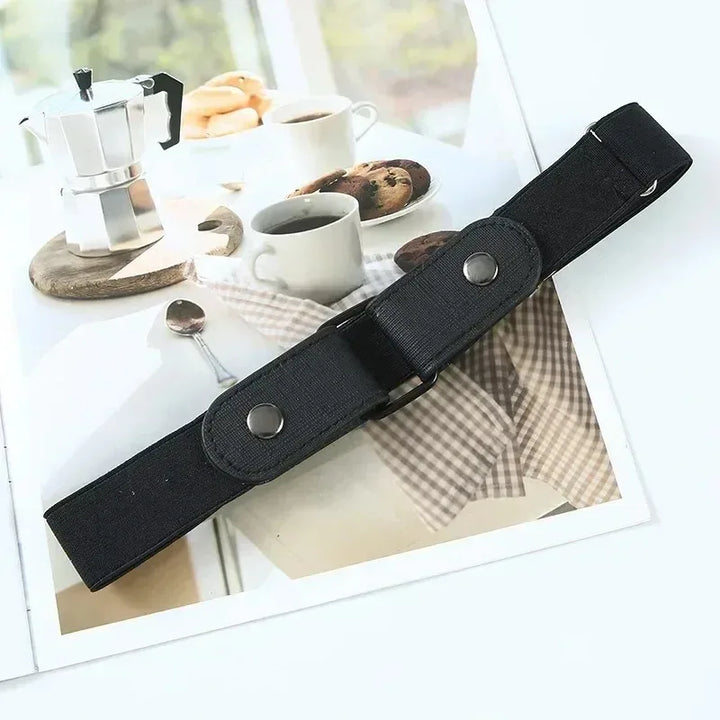 Accessorio comodo: cintura elastica invisibile unisex, senza fibbia, per vestibilità perfetta.