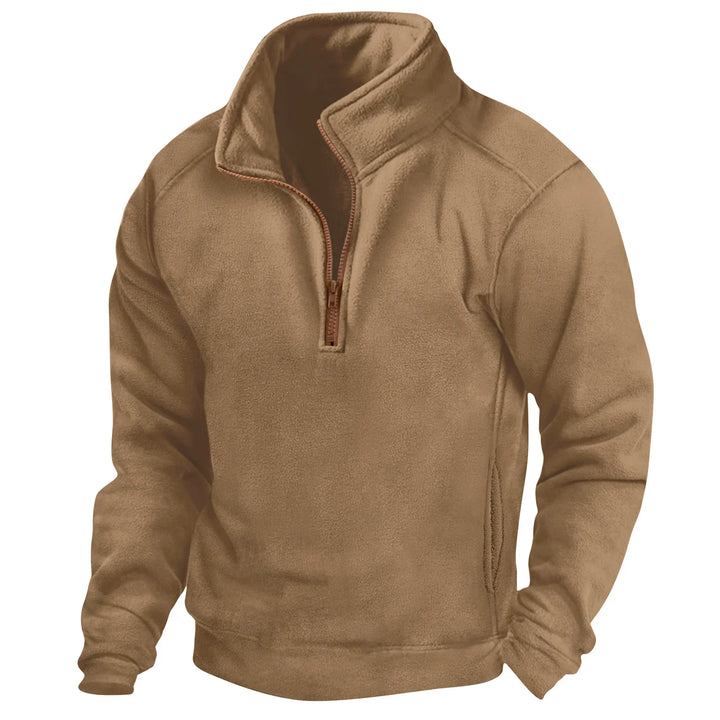 Felpa tattica uomo in pile per abbigliamento outdoor autunnale, mezza cerniera, collo alto, perfetta per sport.