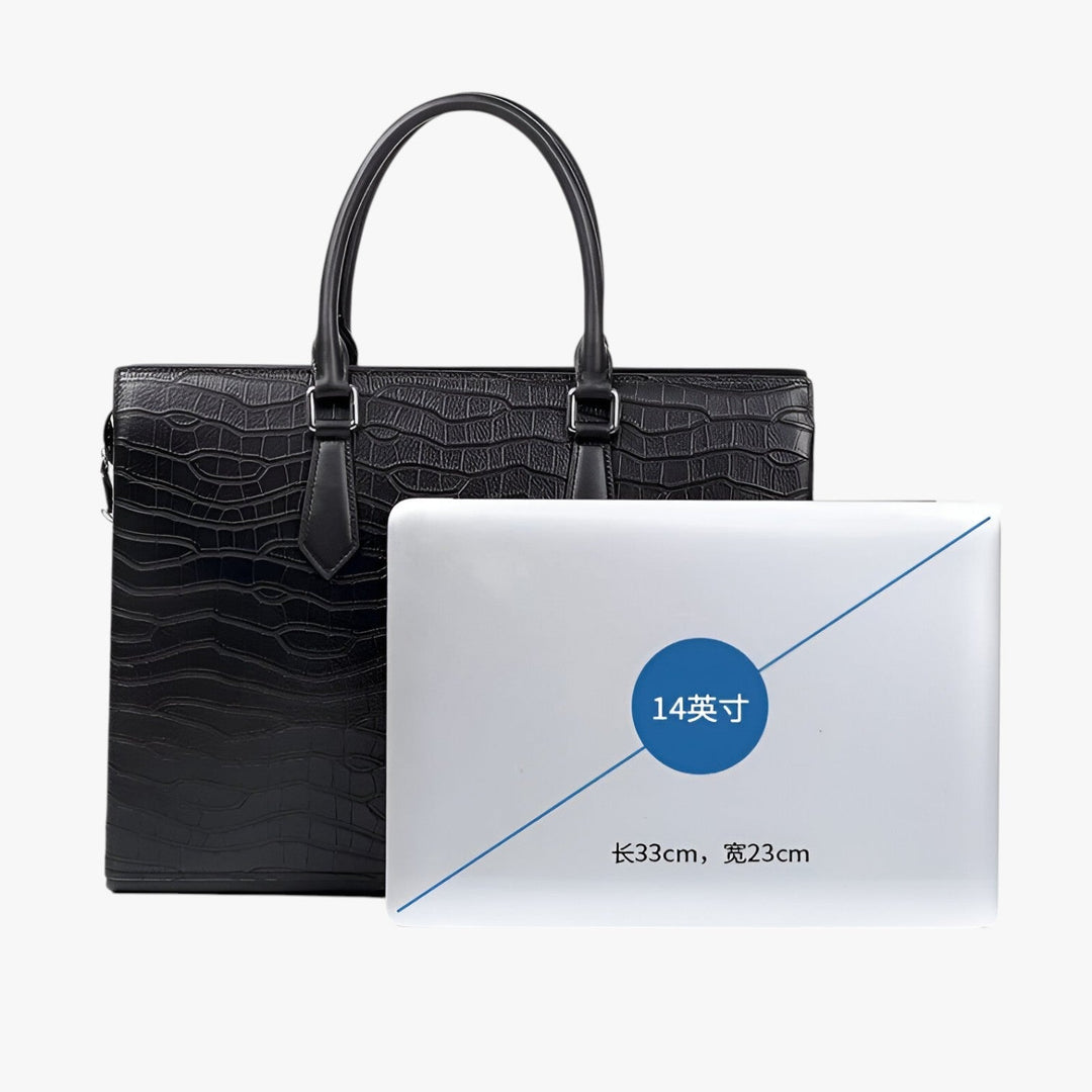 Borsa lavoro uomo nera elegante e capiente, portadocumenti e laptop, perfetta per riunioni e viaggi d'affari.