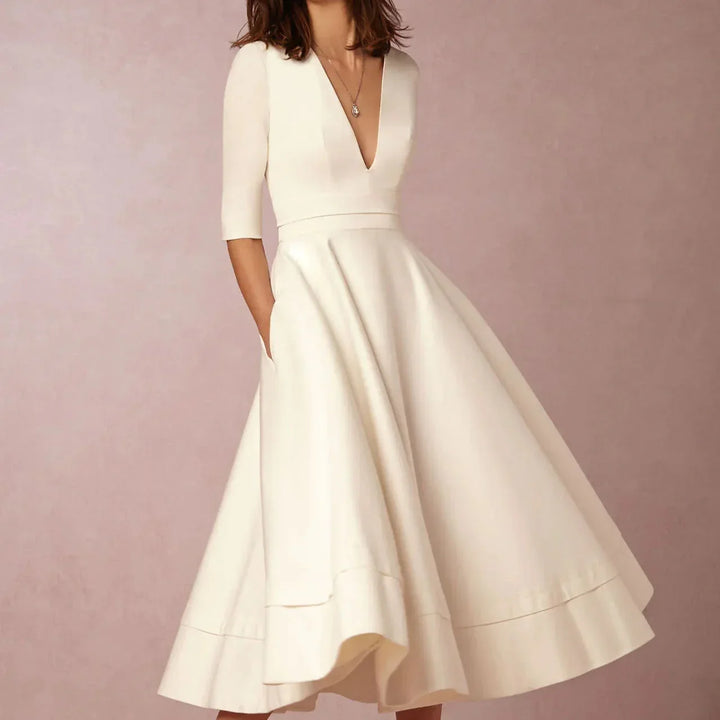 Abito donna vintage A-line anni '60, gonna svasata swing. Perfetto per primavera e autunno, casual o formale.