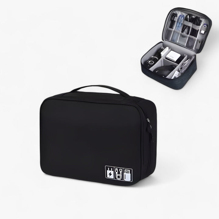 Organizer tecnologico multiscomparto unisex per viaggio. Custodia portatile per cavi e accessori tech.
