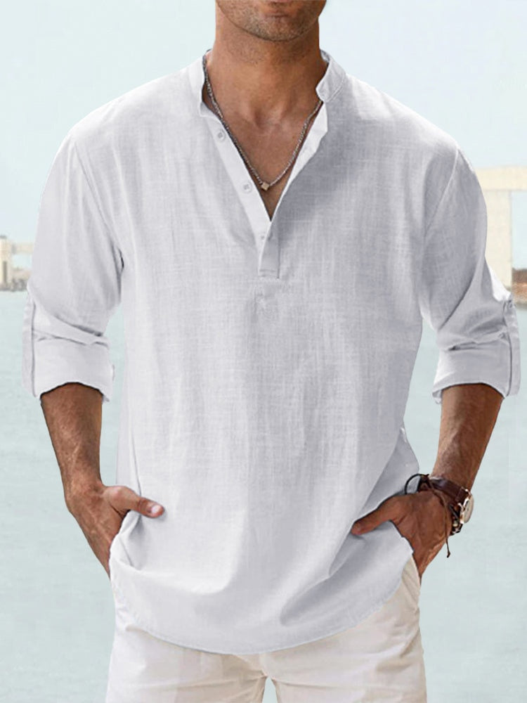 Camicia uomo casual-elegante a maniche lunghe, ideale per le serate estive e primaverili.