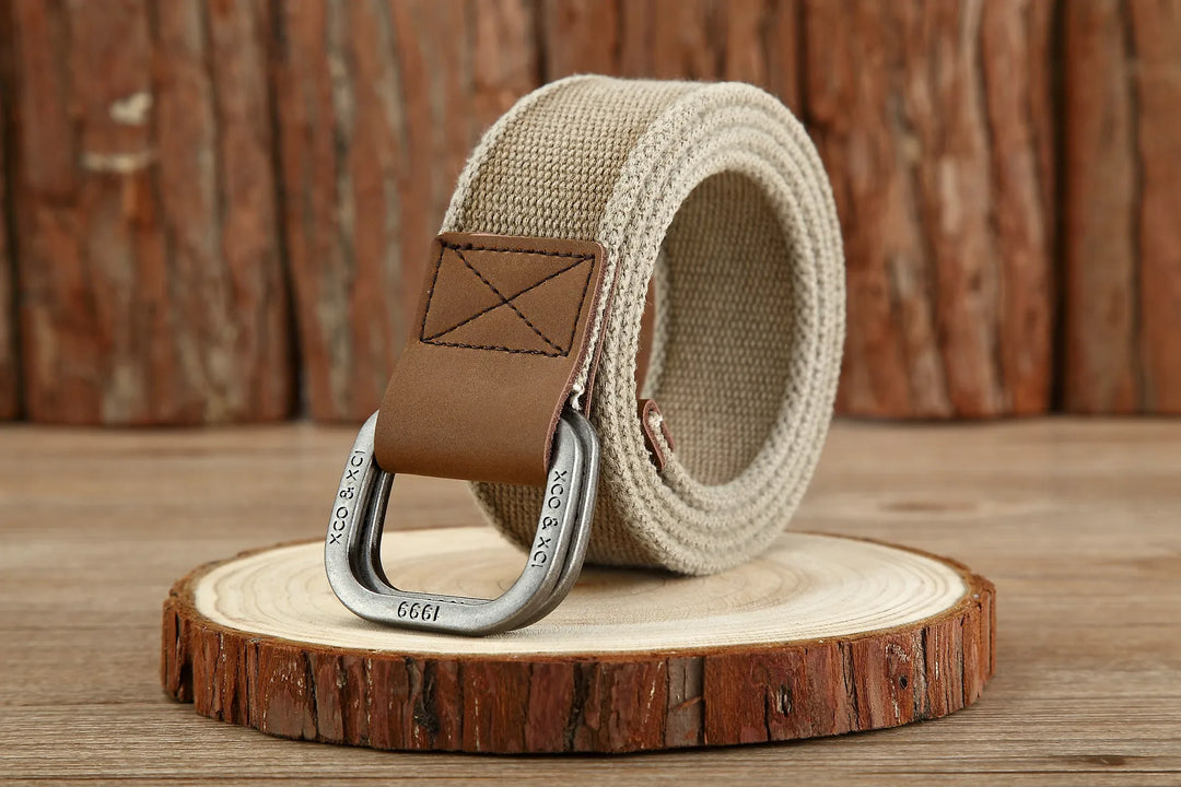 Cintura uomo in tela grigio perla, versatile per casual.
