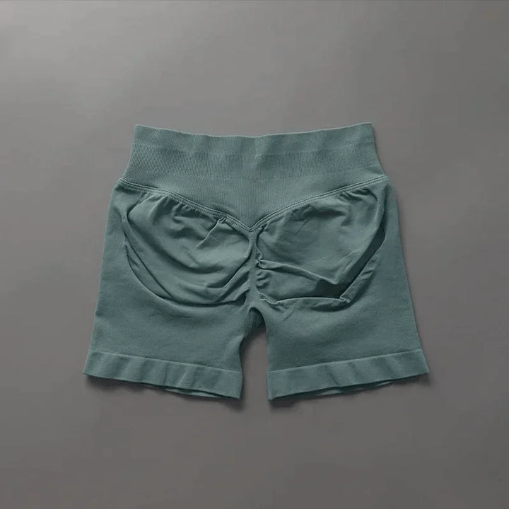 Pantaloncini donna seamless vita alta, colore viola, ottimi per fitness e yoga.