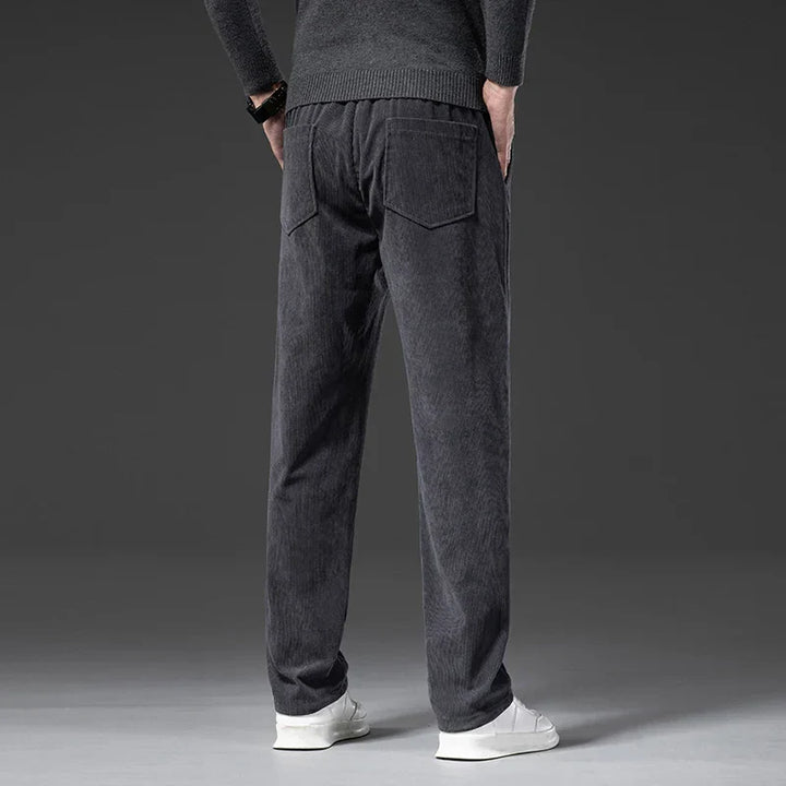 Pantaloni uomo formali a gamba dritta, vita regolabile, perfetti per l'ufficio o outfit casual-eleganti.
