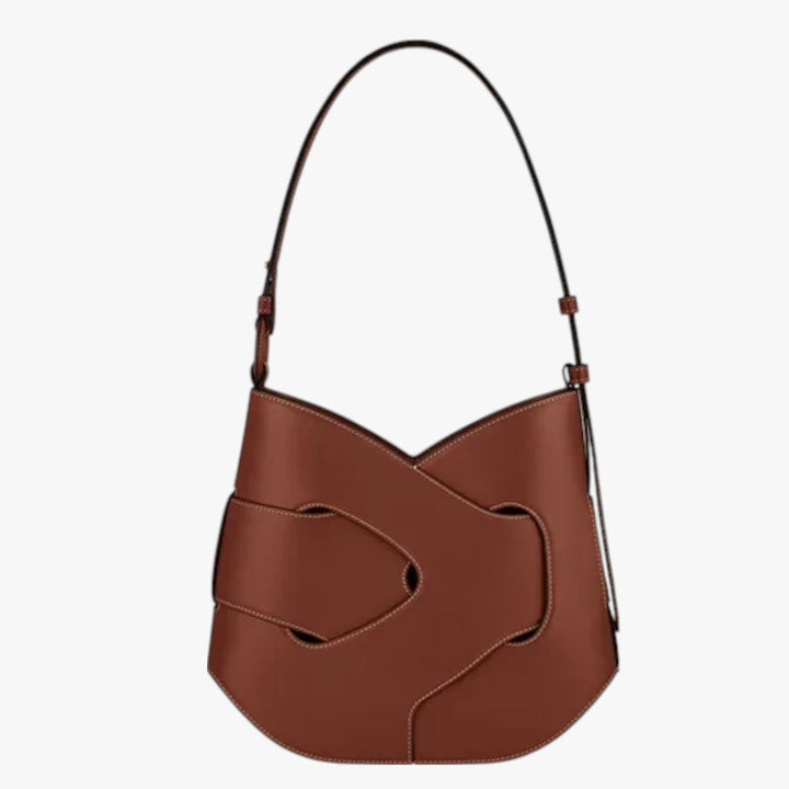 Manico e dettagli della borsa a spalla donna bordeaux intrecciata, sintetica elegante e robusta.