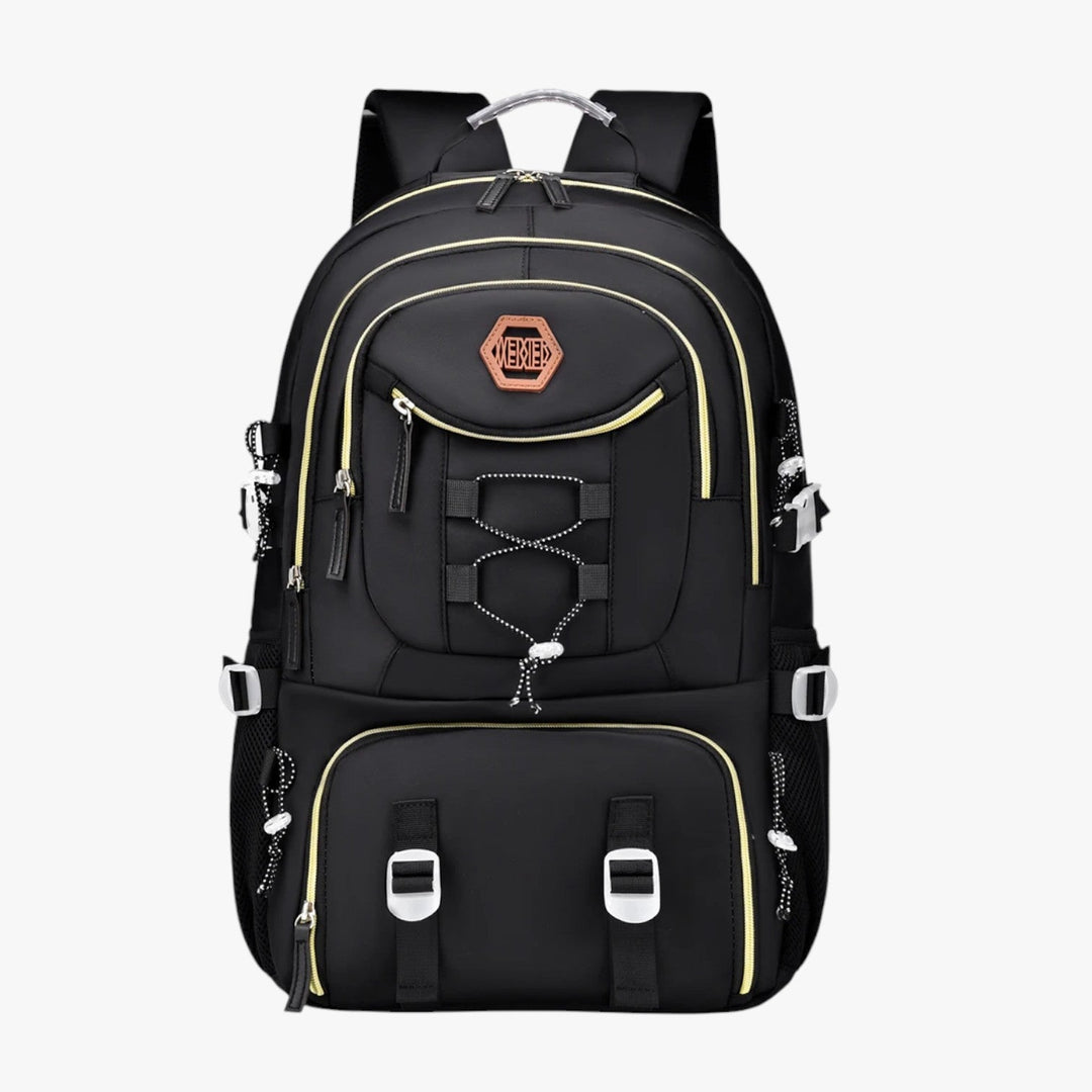 Zaino da uomo antifurto nero, con scomparti imbottiti per laptop, offre sicurezza e stile professionale.