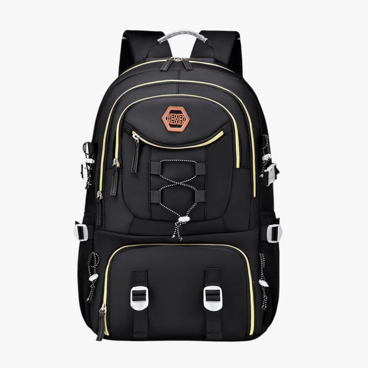 Zaino da uomo antifurto nero, con scomparti imbottiti per laptop, offre sicurezza e stile professionale.