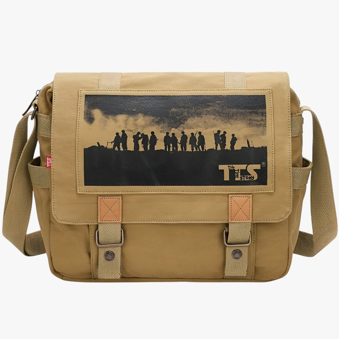 Borsa messenger in tela gialla unisex, robusta e funzionale, adatta per uomo e donna per ogni avventura.