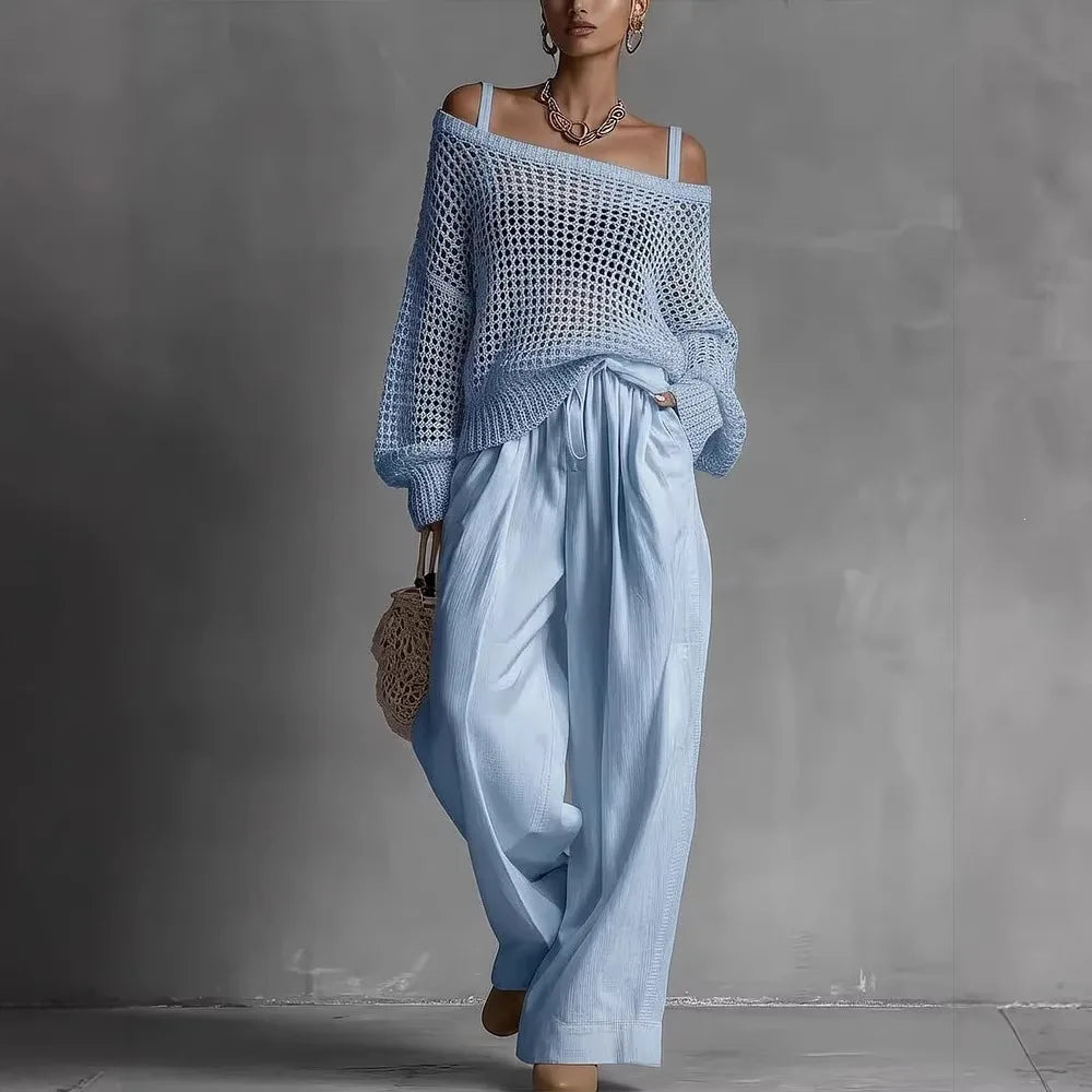 Completo donna versatile due pezzi, abbigliamento chic ed elegante, perfetto per look coordinati.