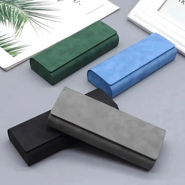 Elegante custodia rigida portatile in similpelle per occhiali da vista o da sole unisex.