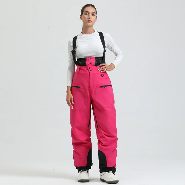 Pantaloni da sci unisex tecnici, impermeabili e con bretelle, per attività sulla neve nel freddo.