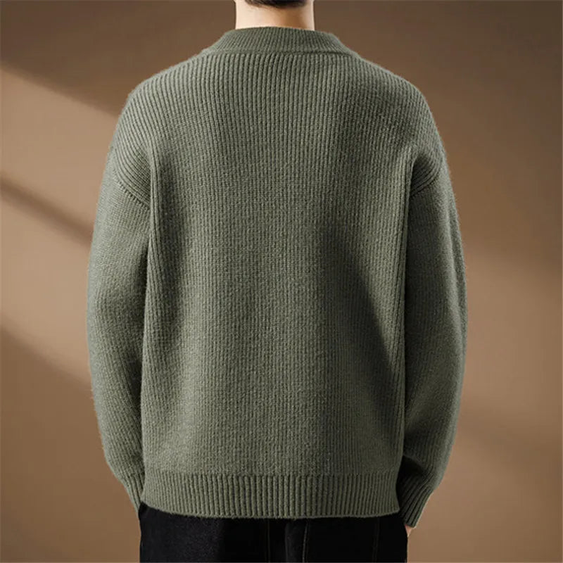 Maglia casual uomo Henley con bottoni, dettagli a treccia, taschino, un capo versatile per l'autunno inverno.