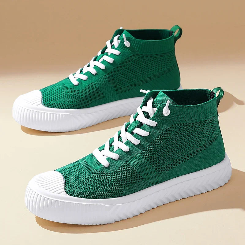 Moderne sneakers uomo high-top casual. Scarpe senza lacci con soletta ortopedica e tomaia traspirante.