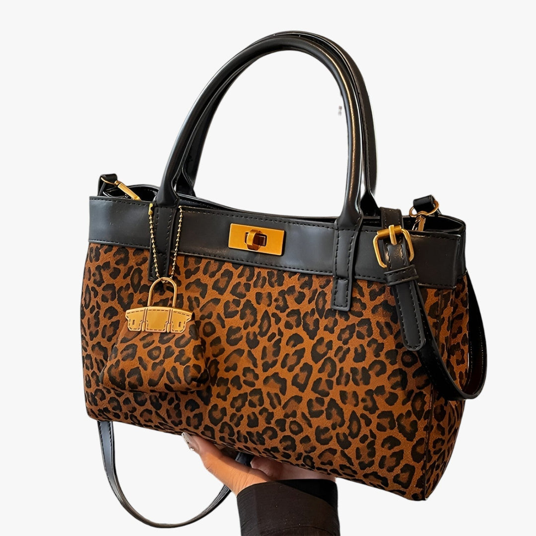 Versatile borsa tote leopardata da donna. Stile safari chic, capiente e resistente per tutte le tue esigenze.