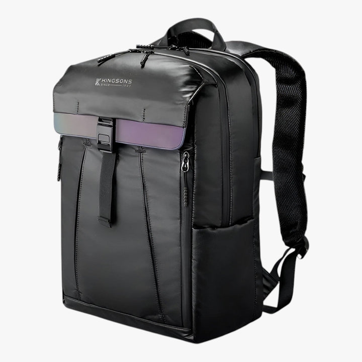 Zaino nero uomo per laptop 15.6, con eccellente organizzazione interna. Comfort e stile per college e ufficio.