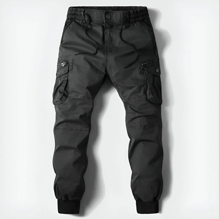 Pantaloni cargo blu scuro da uomo, multitasche, perfetti per un look funzionale, confortevole e alla moda.