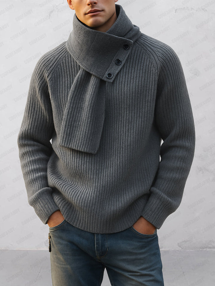 Maglione uomo girocollo con sciarpa staccabile, ideale per un look casual ed elegante. Perfetto per ogni occasione.