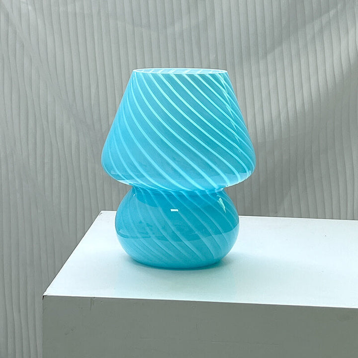 Lampada a fungo con strisce, illuminazione da tavolo, design moderno per ogni casa.