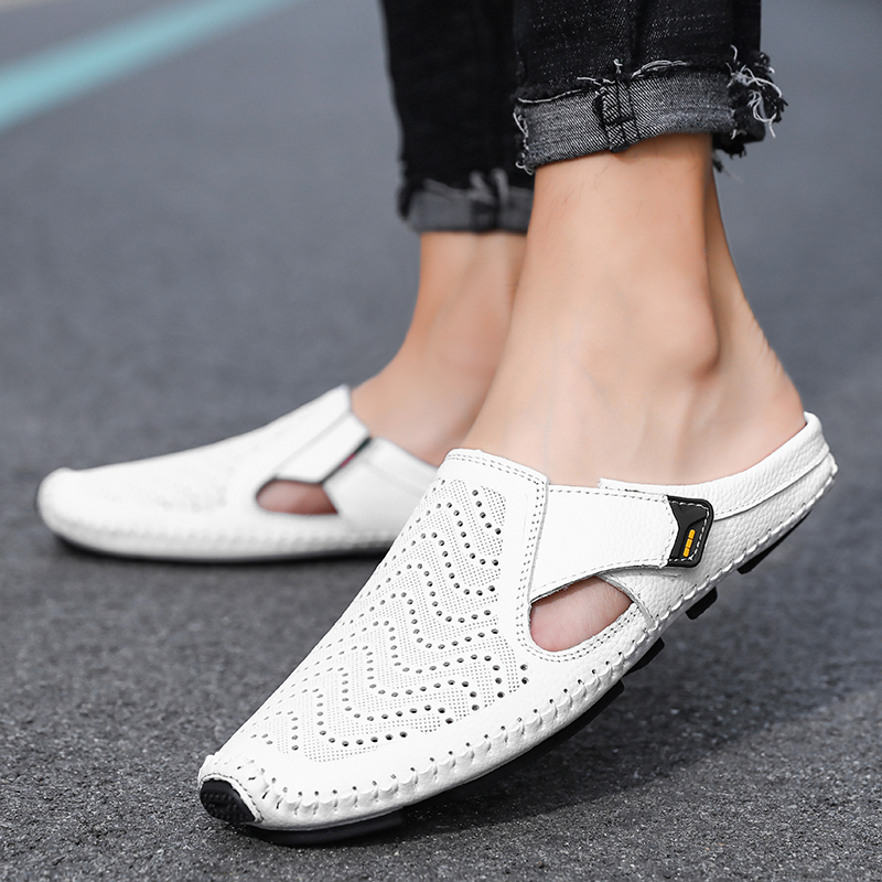 Sandali estivi traspiranti in ecopelle per uomo, design sportivo con chiusura a strappo regolabile.
