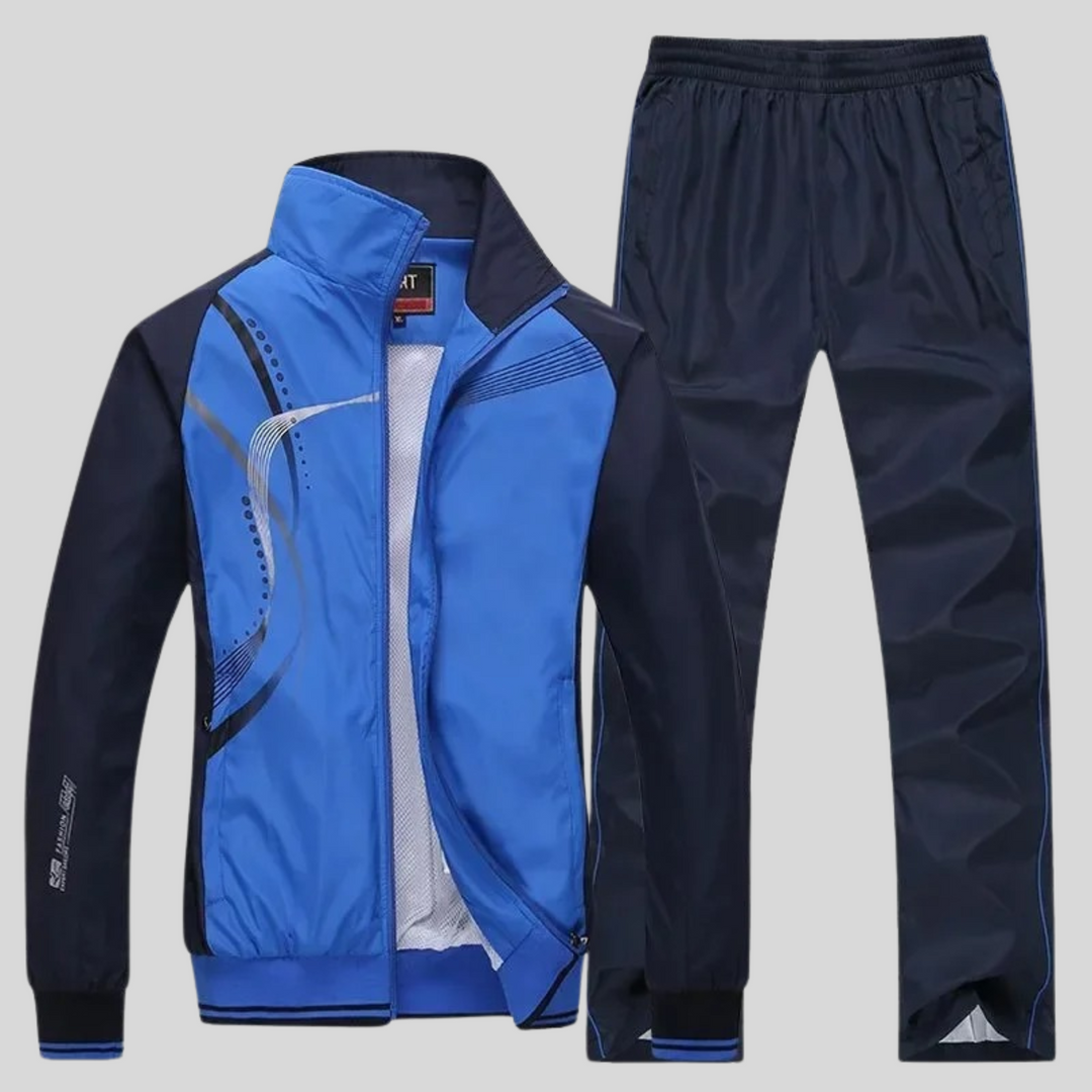 Tuta sportiva uomo comoda ed elegante, perfetta per allenamento, abbigliamento casual e stile athleisure.