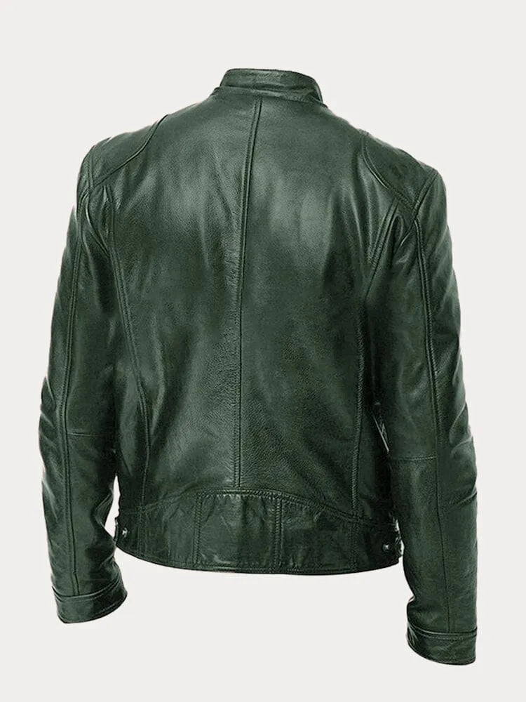 Giacca biker uomo nera, calda e versatile, con dettagli pratici. Must-have per lo stile autunnale.