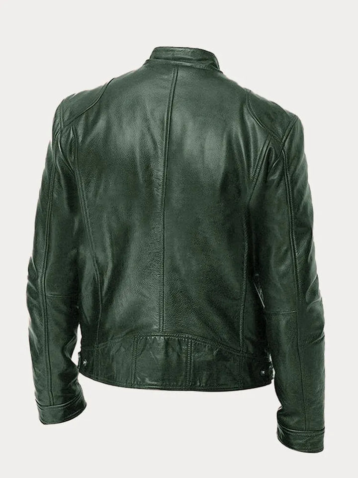 Giacca biker uomo nera, calda e versatile, con dettagli pratici. Must-have per lo stile autunnale.