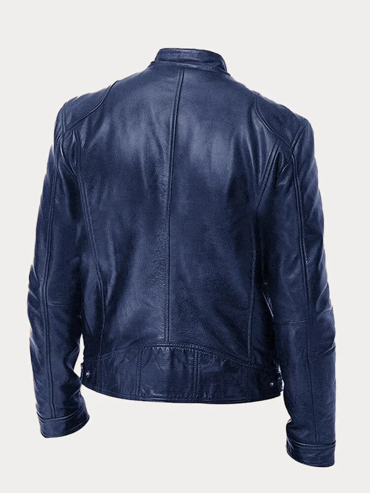 Moda uomo: giacca autunnale calda, perfetta per il freddo. Stile casual e biker, abbigliamento versatile.