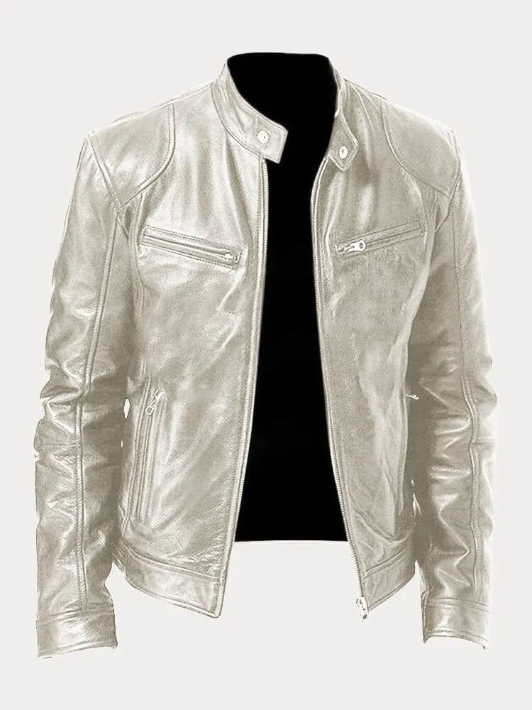 Giacca moda uomo, calda e confortevole per l'autunno. Dettagli biker e polsini regolabili.