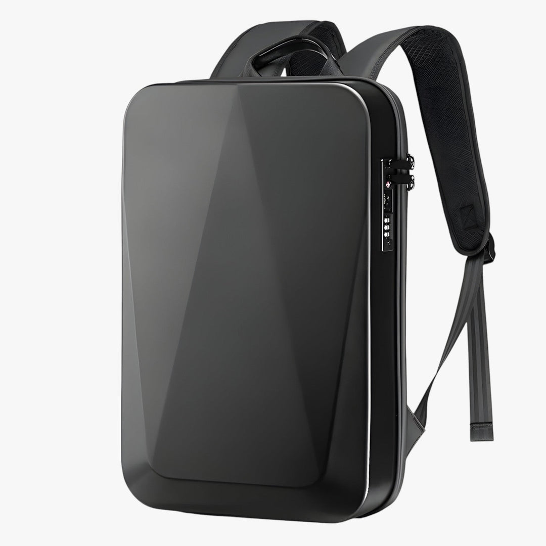 Zaino porta laptop rigido nero, massima sicurezza per il tuo dispositivo in città e in viaggio.