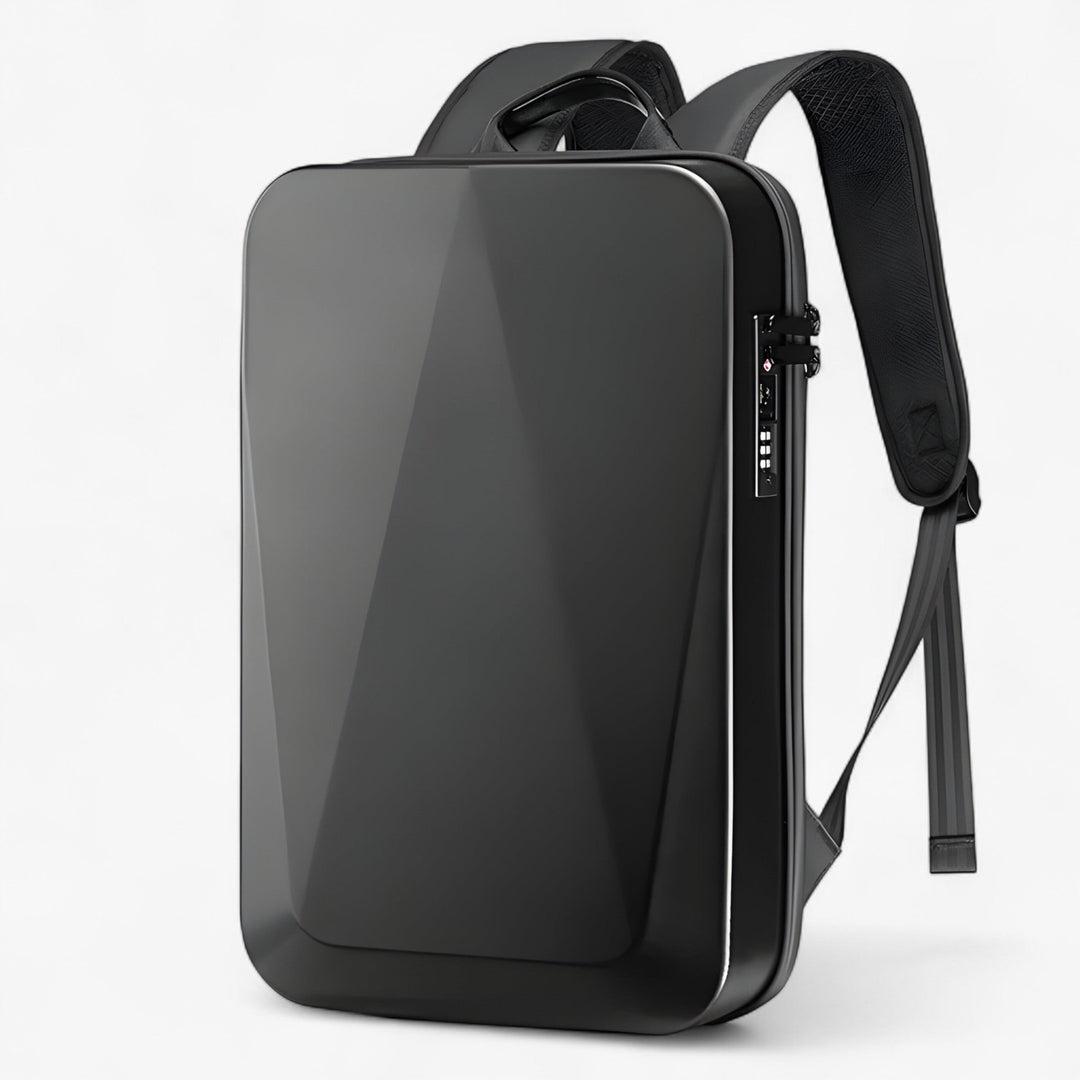 Zaino unisex rigido nero per laptop 15 pollici, ideale per viaggio e uso quotidiano, massima protezione.