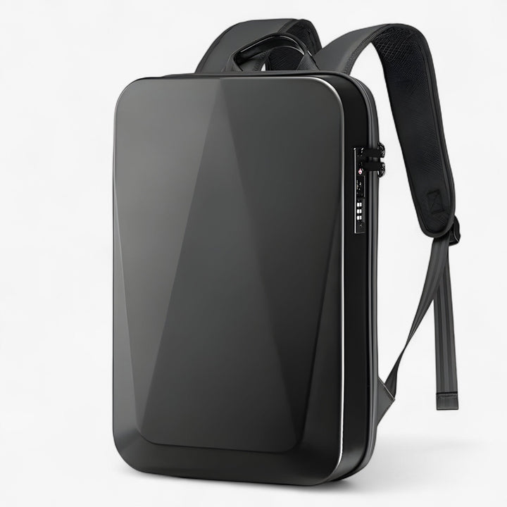 Zaino unisex rigido nero per laptop 15 pollici, ideale per viaggio e uso quotidiano, massima protezione.