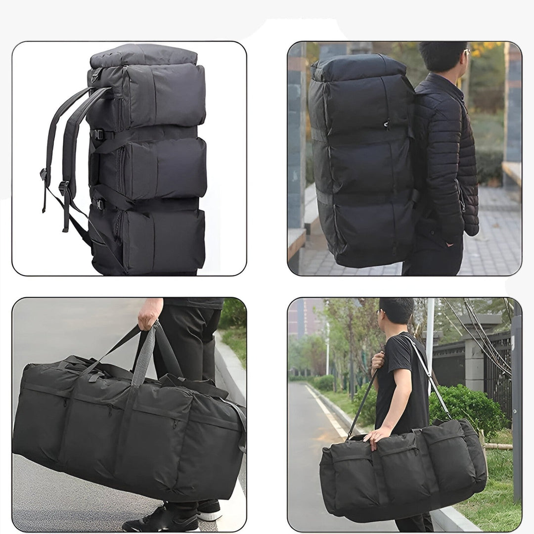 Borsone viaggio 100L versatile e ben organizzato. Accessorio indispensabile per ogni avventura sportiva.