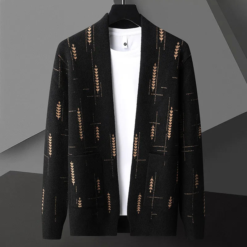 Morbido cardigan uomo autunnale in maglia, stile elegante e versatile per la moda maschile. Comodo e chic.