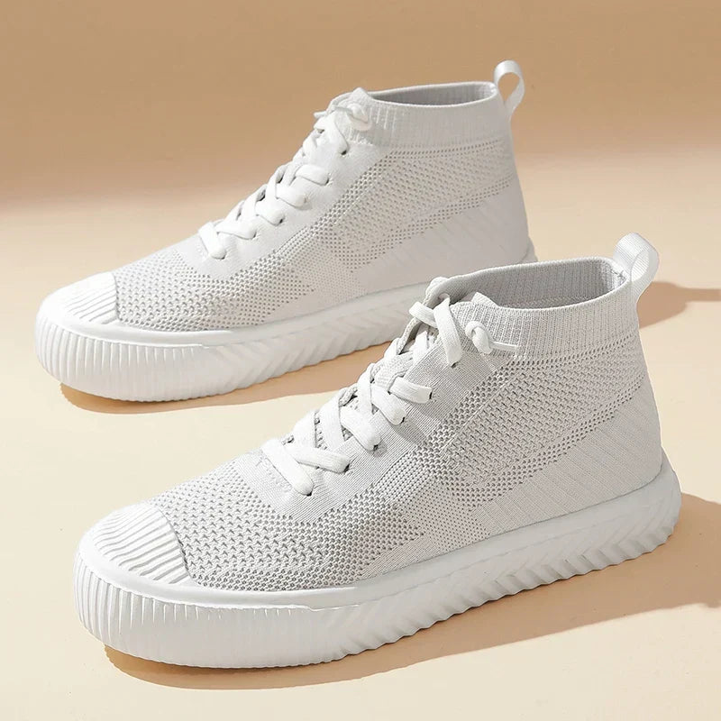 Scarpe uomo high-top senza lacci. Sneakers ortopediche traspiranti per comfort ammortizzato e stile casual.