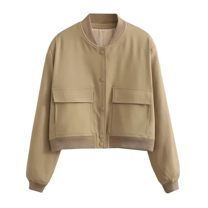 Abbigliamento donna: giacca invernale corta, stile casual con bottoni. Calda e versatile per la stagione fredda.
