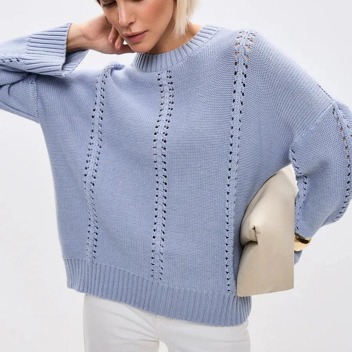 Maglione donna oversize girocollo, essenziale per la primavera/autunno.