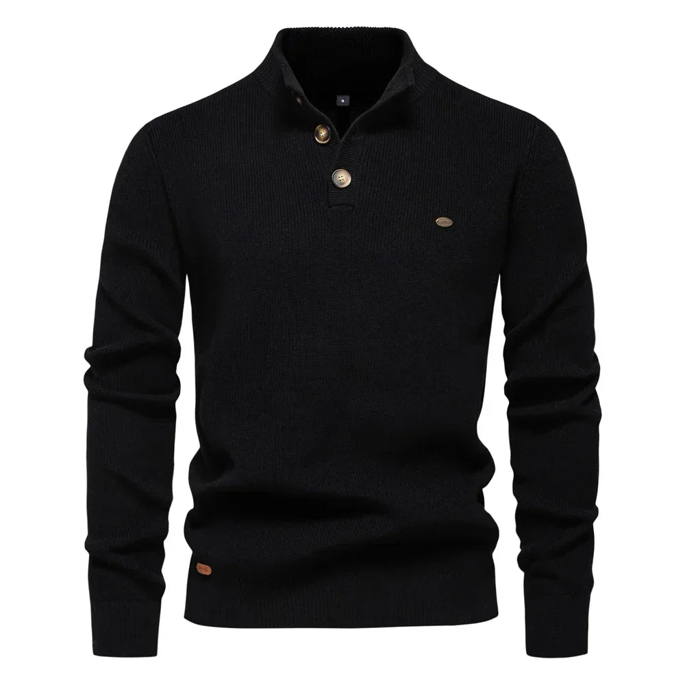 Moda maschile: maglione uomo con bottoni e bordi a coste, design moderno per un comfort elegante.