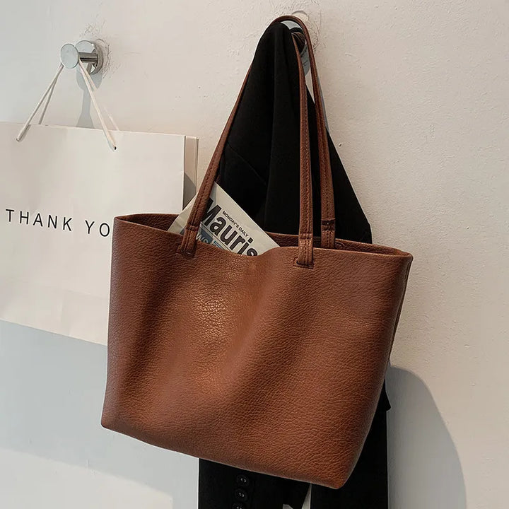 Borsa tote donna in pelle sintetica stile vintage, ideale per la scuola.