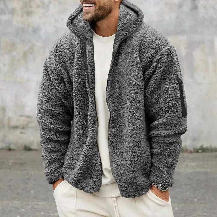 Giacca con cappuccio da uomo, calda e confortevole, perfetta per l'inverno e outfit casual.