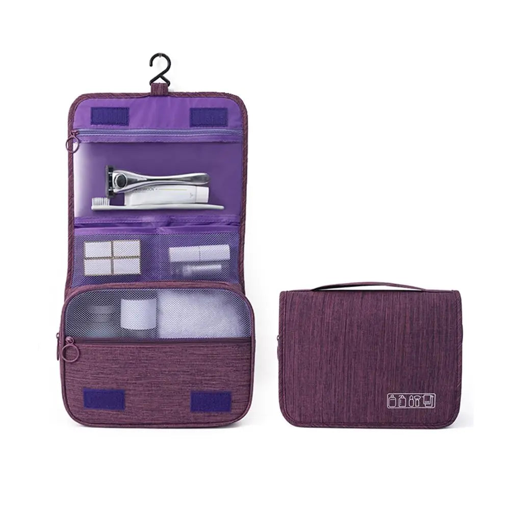 Beauty case da viaggio pieghevole, unisex, con gancio, perfetto per cosmetici e toilette in ordine.