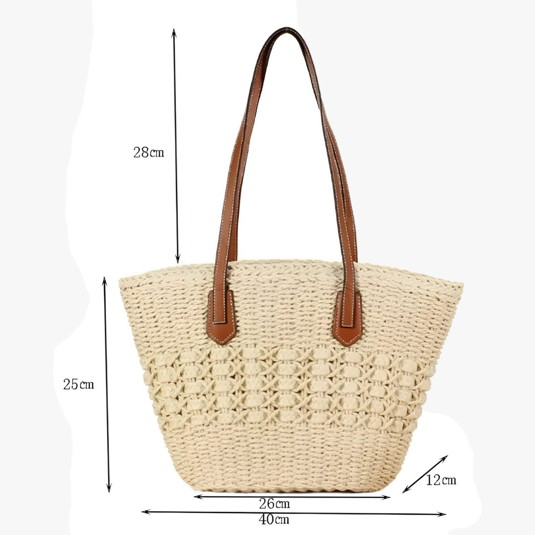 Borsa in paglia estiva da donna, tote chic per la spiaggia, lo shopping o il tempo libero.