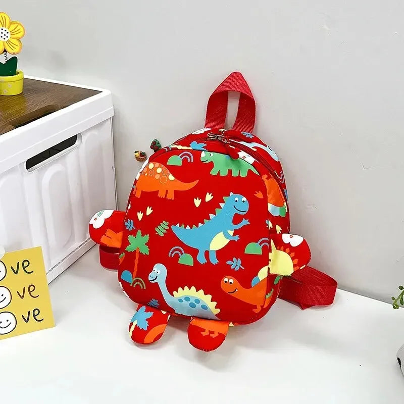Comodo zainetto dinosauro in nylon leggero per bambini, ideale per asilo, scuola e tempo libero.