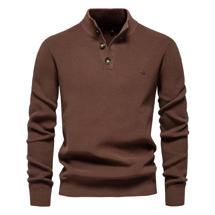 Abbigliamento uomo: maglione con bottoni, bordi a coste e maniche lunghe per un look elegante.