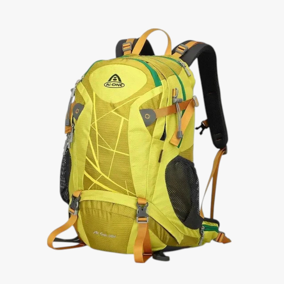 Zaino unisex per trekking e attività outdoor, 30-40 litri, con scomparti utili per viaggio.