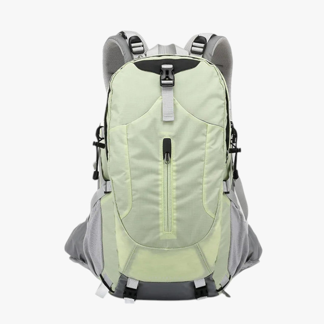 Zaino da viaggio uomo 40L nero, perfetto per aereo e avventure all'aperto, con scomparti organizzati.