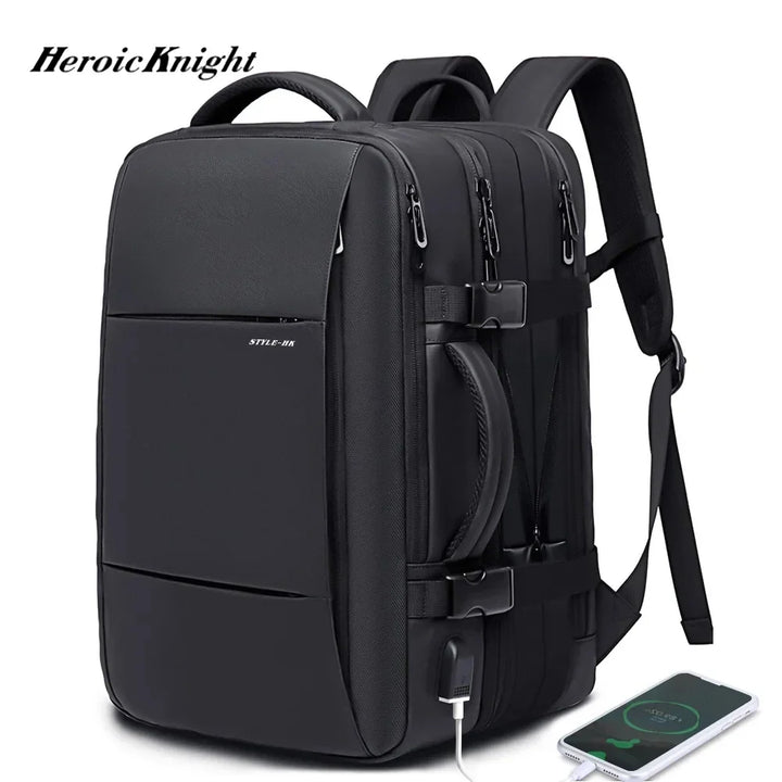 Zaino uomo business espandibile con porta USB, scomparto laptop 15.6", impermeabile per ufficio e viaggio.