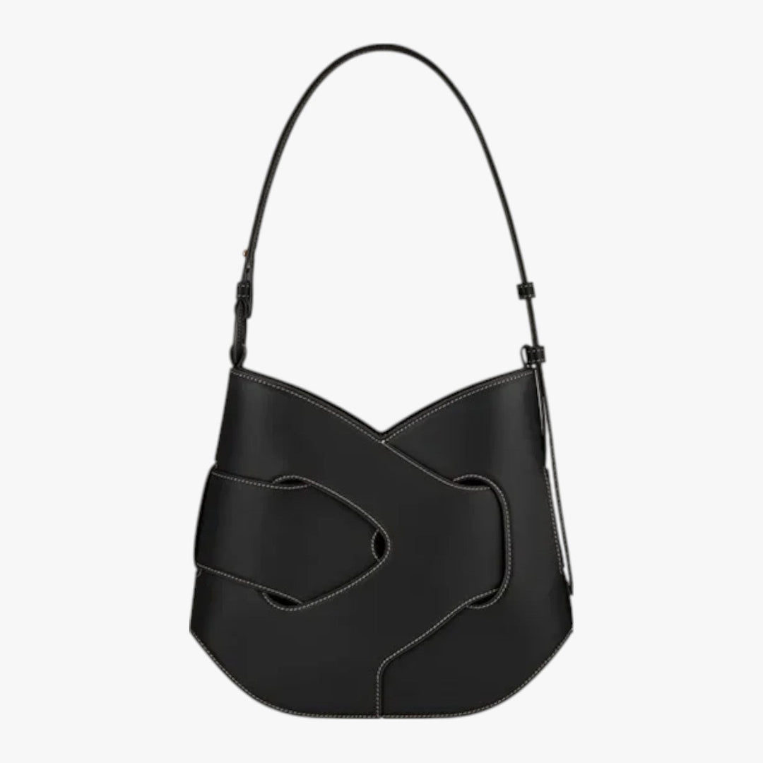 Dettaglio texture intrecciata della borsa a spalla donna bordeaux scuro, design elegante e moderno.