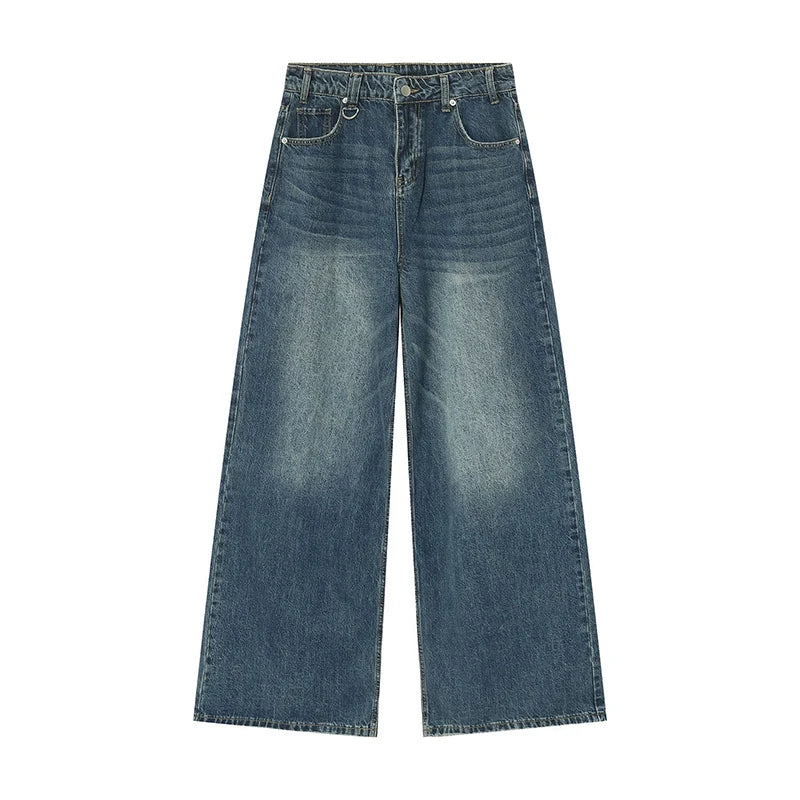 Jeans uomo vita alta, modello baggy, ispirazione vintage streetwear, un capo essenziale per il casual.