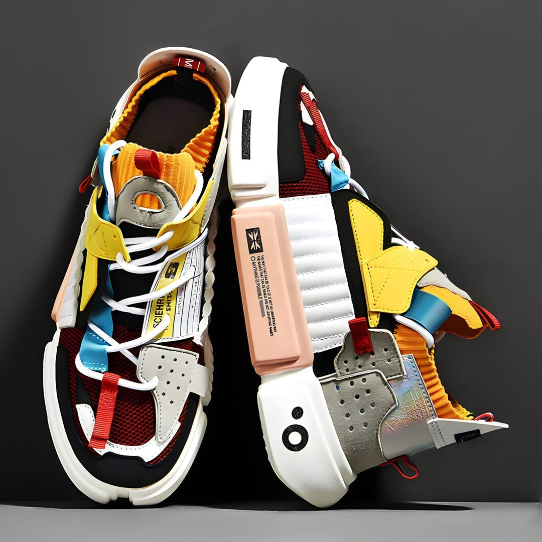 Scarpe da ginnastica uomo con suola platform robusta, sneakers streetwear ideali per un look autunno inverno.
